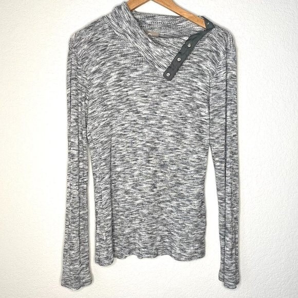 Anthropologie Dolan Grey Snap Neck Long Sleeve Sweater - Size Small - EUC - Picture 1 of 6